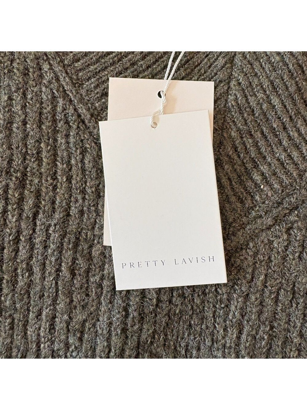 Pretty Lavish Jovie Oversized Rib Knit V Neck Sweater Olive Green - Picture 9 of 11